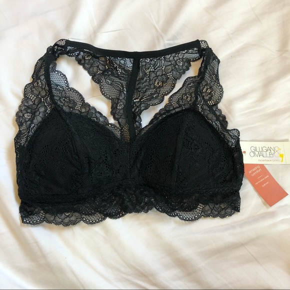 NWT gilligan o malley bralette black lace racerback - Picture 1 of 5